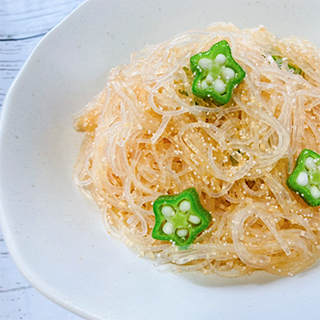 おくらと春雨の明太バター炒め